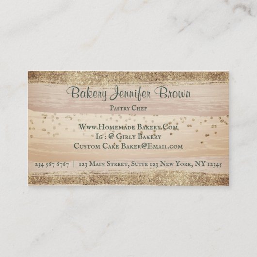 Carte De Visite Gâteau Boulangerie Pâtisserie Sage vert élégant (Dos)