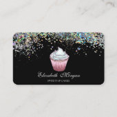 Carte De Visite Gâteau Coloré Confetti, Noir (Devant)