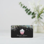 Carte De Visite Gâteau Coloré Confetti, Noir (Debout devant)