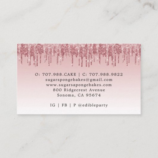 Carte De Visite Gâteau Cookies Cupcake Pâtisserie Chef Rose Partie (Dos)