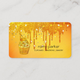 Carte De Visite Gâteau Cupcake Boulangerie Pâtisserie Jaune Or qui