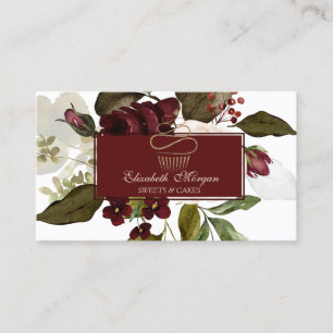 Carte De Visite Gâteau cupcake doré Fleurs de Bourgogne Boulangeri