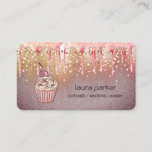 Carte De Visite Gâteau Cupcake Pâtisserie Rose Gold qui dégouline