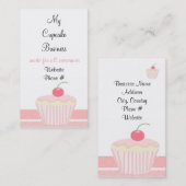 Carte De Visite Gâteau Cupcake Rose Glacé (Devant / Derrière)