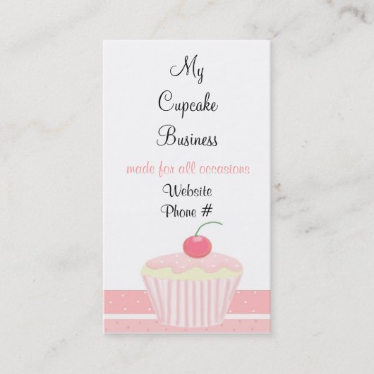 Carte De Visite Gâteau Cupcake Rose Glacé (Devant)