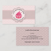 Carte De Visite Gâteau Cupcake Rose Mignon à Points (Devant / Derrière)