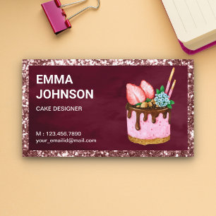 Carte De Visite Gâteau d'anniversaire personnalisé en fraise Pâtis