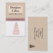 Carte De Visite Gâteau de concepteur rose élégant (Devant / Derrière)