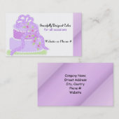 Carte De Visite Gâteau de designer à ruban violet (Devant / Derrière)