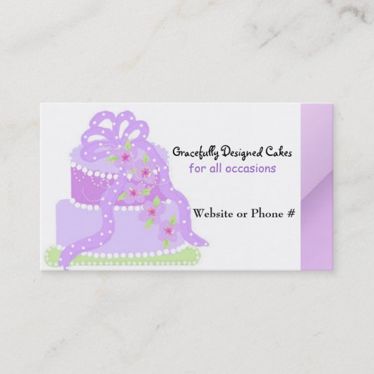 Carte De Visite Gâteau de designer à ruban violet (Devant)
