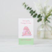 Carte De Visite Gâteau de designer rose et vert (Debout devant)