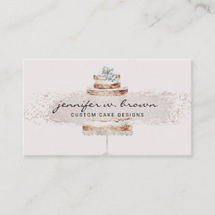 Carte De Visite Gâteau de mariage à trois étages crème beige argen
