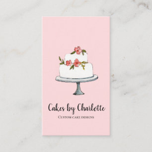 Carte de visite gâteau de mariage avec fond rose