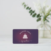 Carte De Visite Gâteau de mariage blanc violet vin Logo médias soc (Debout devant)