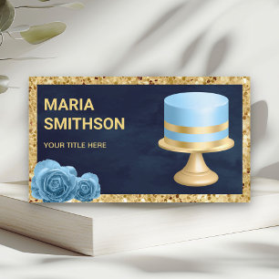 Carte De Visite Gâteau de naissance personnalisé Pâtisserie bleu m