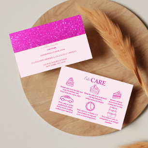 Carte De Visite Gâteau de soins de branding féminin rose vif scint