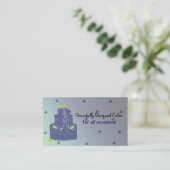 Carte De Visite Gâteau Designer Bleu Marine (Debout devant)