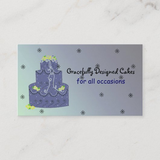 Carte De Visite Gâteau Designer Bleu Marine (Devant)