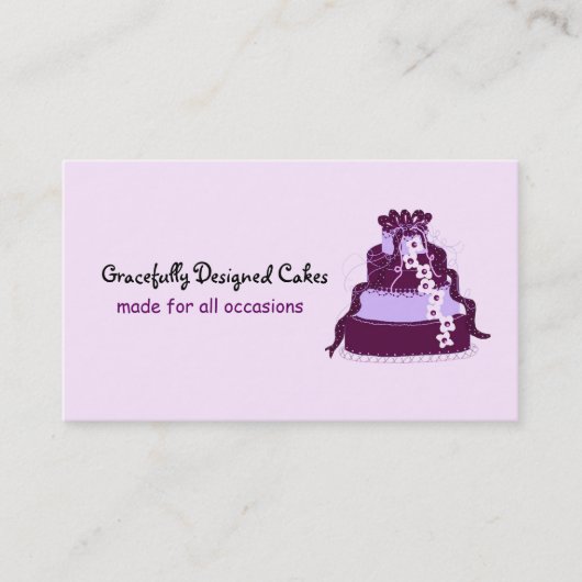 Carte De Visite Gâteau Designer Violet Élégant (Devant)