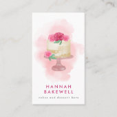 Carte De Visite Gâteau et fleurs rose moderne (Devant)