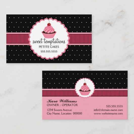 Carte De Visite Gâteau Fantaisie Cupcake (Devant / Derrière)
