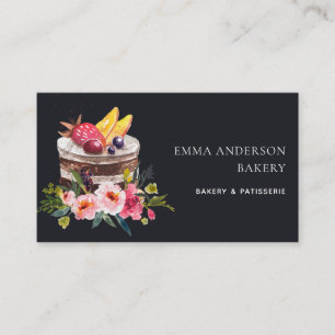 CARTE DE VISITE GÂTEAU FLORAL AUX FRUITS NOIRS PATISSERIE CUPCAKE 