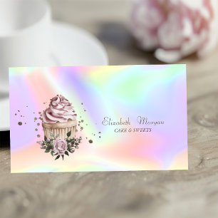Carte De Visite Gâteau Floral De Style Moderne Fleur Holographique