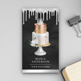 Carte De Visite Gâteau floral Gâteau noir pâtisserie boulangerie e