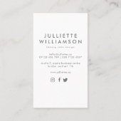 Carte De Visite Gâteau Mariage tiré à la main blanc et gris (Dos)