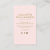 Carte De Visite Gâteau Mariage tiré à la main Blush & Gold (Dos)