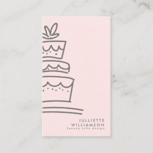 Carte De Visite Gâteau Mariage tiré à la main Blush & Grey