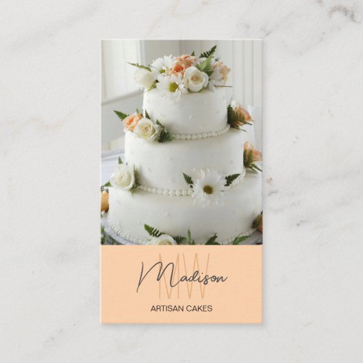 Carte De Visite Gâteau Monogram Logo Bakery (Devant)