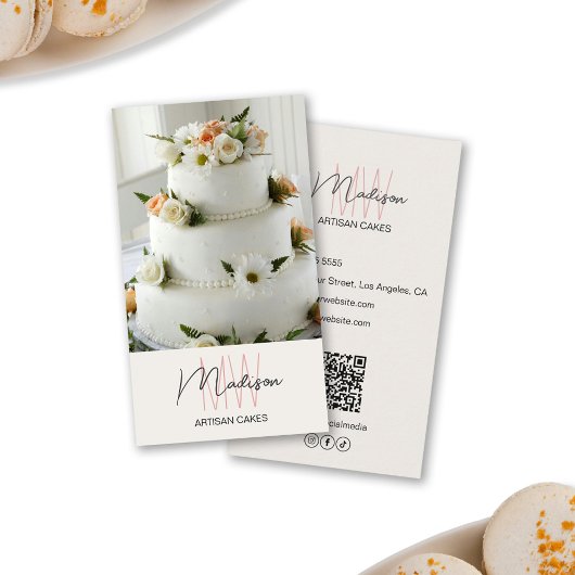 Carte De Visite Gâteau Monogram Logo Bakery