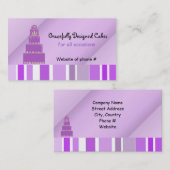 Carte De Visite Gâteau pourpre et rayures (Devant / Derrière)