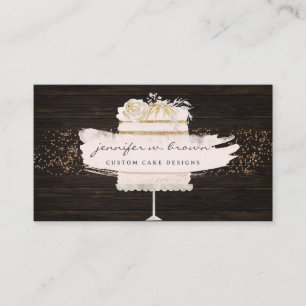 Carte De Visite Gâteau Rose Bois Fleur Boulangerie Pâtisserie Pâti