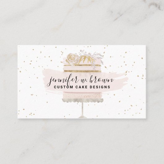Carte De Visite Gâteau rose unique Sparkle (Devant)