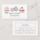 Carte De Visite Gâteau sucré Macaron Cupcake Boulangerie blanche (Devant / Derrière)