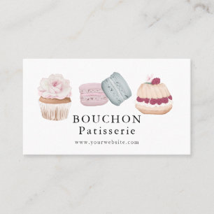 Carte De Visite Gâteau sucré Macaron Cupcake Boulangerie blanche