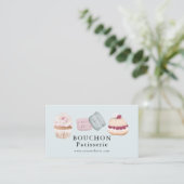 Carte De Visite Gâteau sucré Macaron Cupcake Boulangerie blanche B (Debout devant)