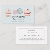 Carte De Visite Gâteau sucré Macaron Cupcake Boulangerie blanche B (Devant / Derrière)