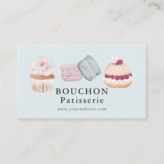 Carte De Visite Gâteau sucré Macaron Cupcake Boulangerie blanche B (Devant)