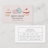 Carte De Visite Gâteau sucré Macaron Cupcake Pink Bakery (Devant / Derrière)