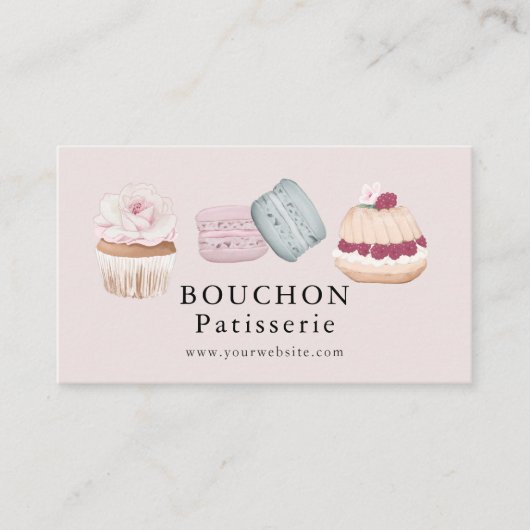 Carte De Visite Gâteau sucré Macaron Cupcake Pink Bakery (Devant)