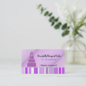 Carte De Visite Gâteau Violet et Rayures (Debout devant)