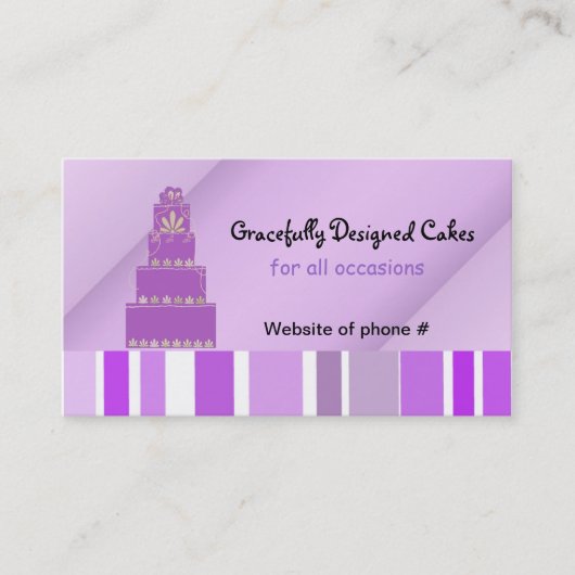 Carte De Visite Gâteau Violet et Rayures (Devant)