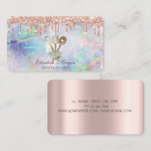 Carte De Visite Gâteaux Cupcake Rose Gold Drips Opal Boulangerie E