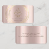 Carte De Visite Gâteaux Cupcakes Cercles Dorés Rose Gold (Devant / Derrière)