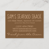 Carte De Visite Gâteaux de crabe du Maryland Crabcakes Restaurant  (Dos)