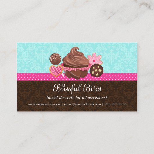 Carte De Visite Gâteaux de gâteau au chocolat, pâtisseries, biscui (Devant)