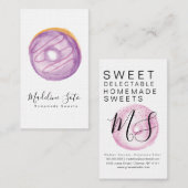 Carte De Visite Gâteaux décoratifs sucrés Donuts Aquarelle B (Devant / Derrière)